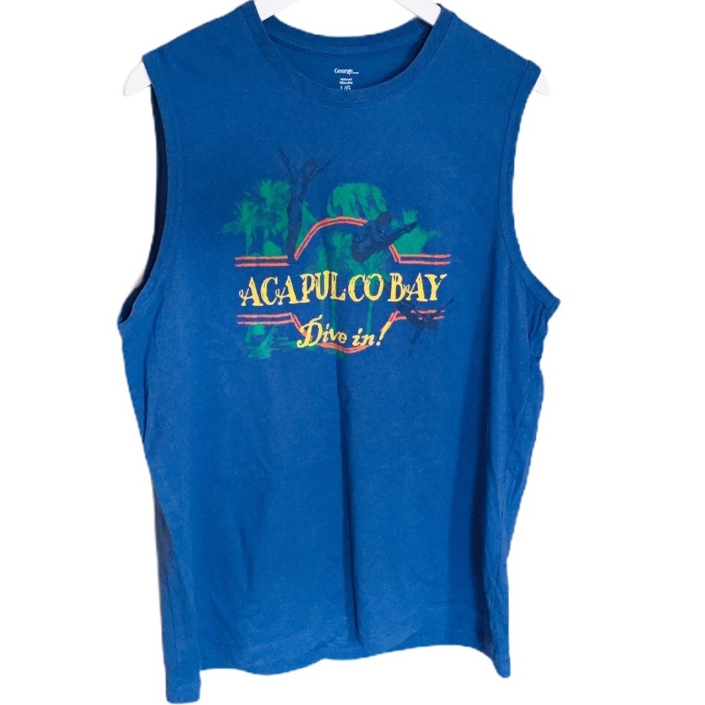 GEORGE Tropical Casual Graphic Acapulco Bay Tank Top L